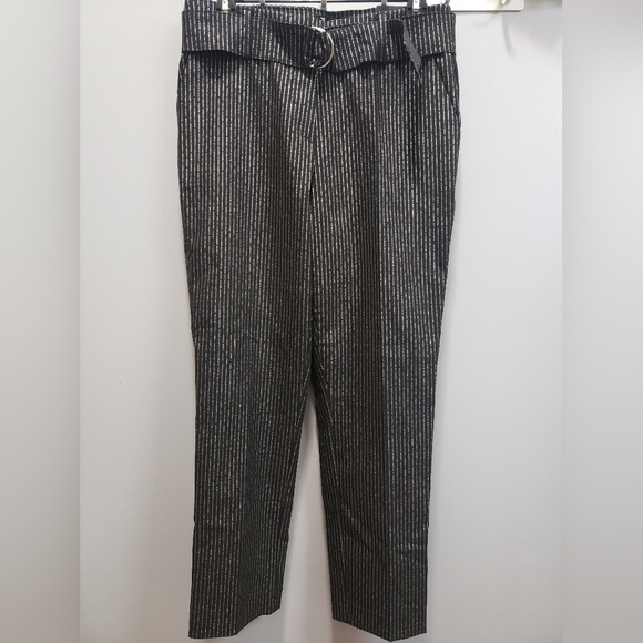 Jules & Leopold NWT Gold Metallic Stripe Pull-on Slim Leg Ankle Pant - Picture 1 of 7